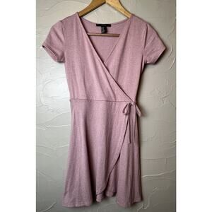 Forever 21 Light Pink Wrap Dress Size XS Balletcore Soft Girl Bow